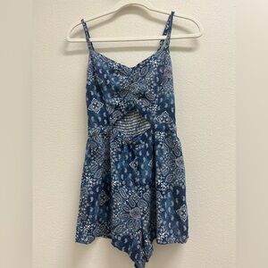 Hollister Blue and White Romper with Cut Out Detail, size Small